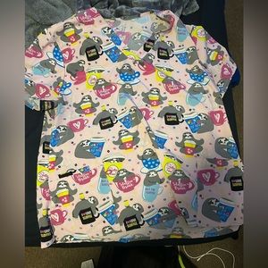 Plus Size Sloth & Coffee Scrub Top